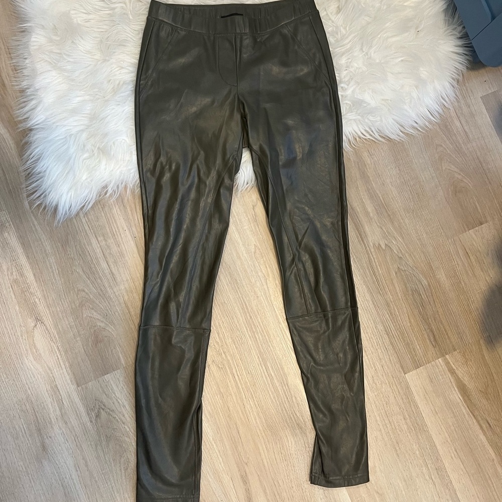 Aritzia Faux Leather Olive Leggings